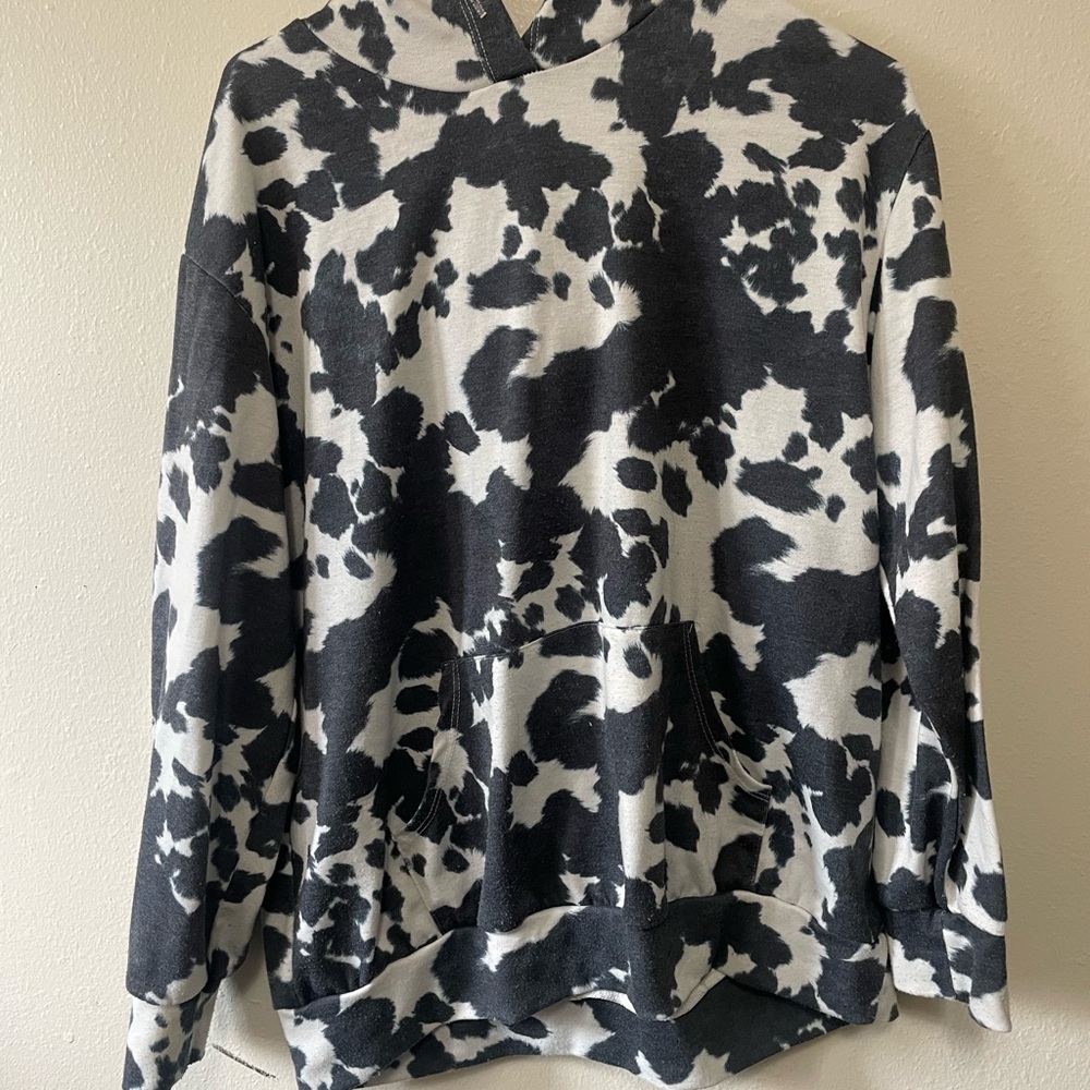 Black and White Cow Print Hoodie